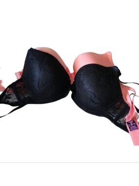 Icy Hot Lingerie Underwire Bras, Set of 2, Black + Peach, 40D